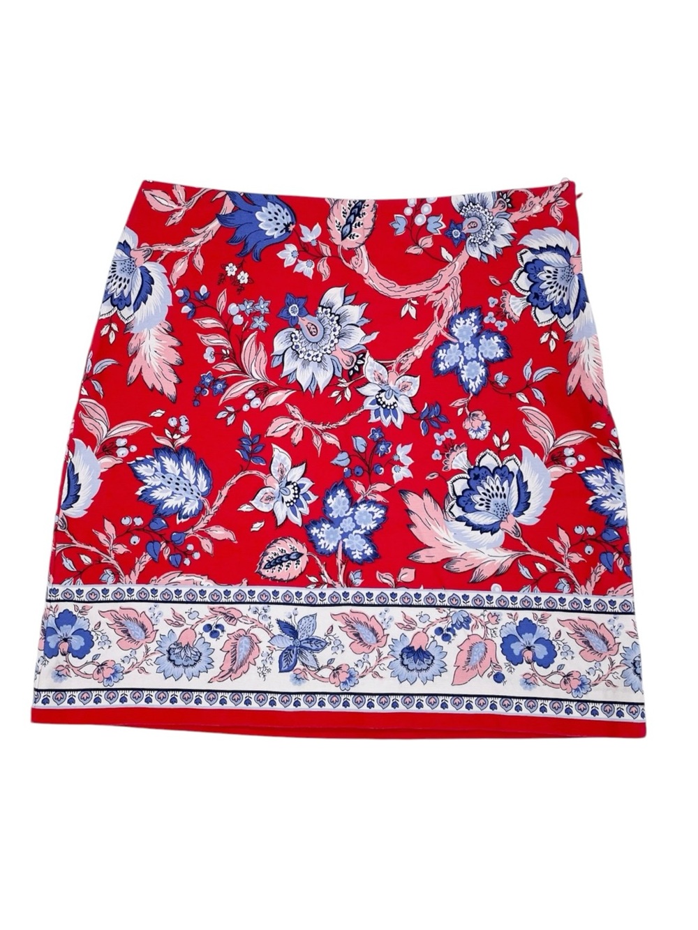 Talbots Canvas A-Line Skirt Size 6 Climbing Floral Red Blue Americana Preppy